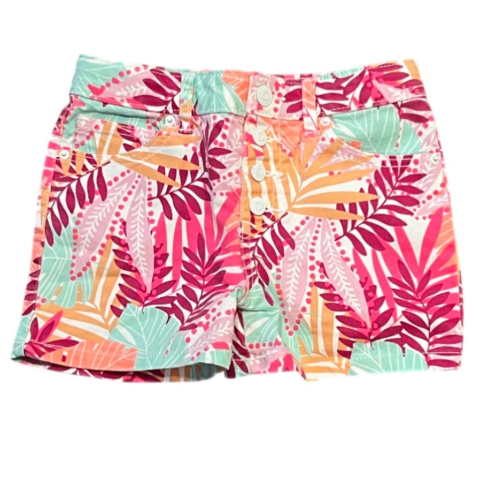 Cat & Jack Pink and Orange Colorful Leaf Print Shorts Size 6/6X Shorts